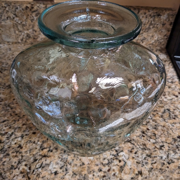 Recycled Glass Vase - Turquoise Green Blue Tint - Wide Opening - Made In… - Picture 5 of 13